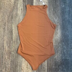 *NWT* PINK Victoria's Secret high neck bodysuit thong cut terracotta/rust brown